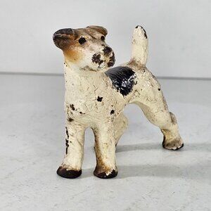 Vintage Hubley Cast Iron Wire Fox Terrier Dog Paperweight Figure Airedale